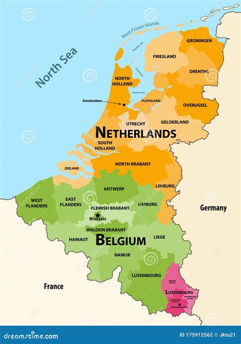 Benelux Countries Maps And Flags - Benelux Union Vector Illustration ...