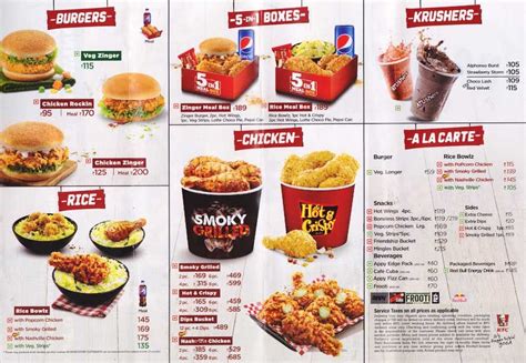 Kfc Ala Carte Menu