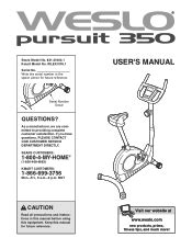 Weslo Pursuit 350 Bike Manual