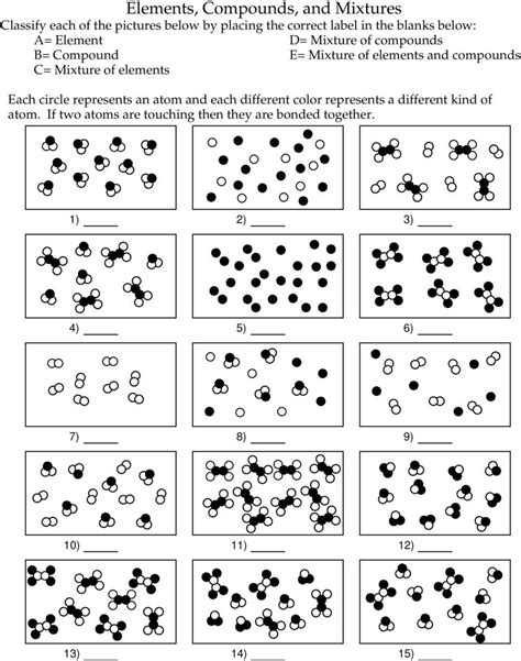 Element Compound Mixture Worksheet Chemistry Worksheet Matter 1 Pdf ...