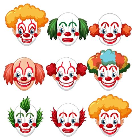 Free Vector | Set of clown facial expression