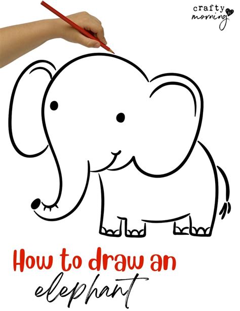 Easy Elephant Drawing- Step by Step Printable - Crafty Morning