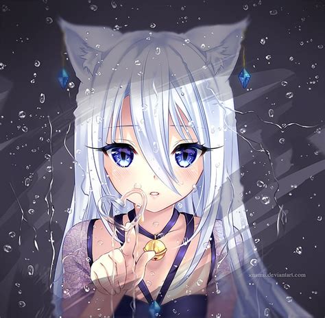 HD wallpaper: cat ears, neko ears, anime girls, cat eyes, white hair ...