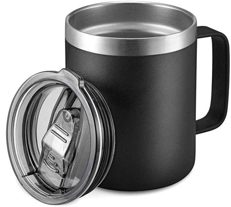 Insulated Travel Coffee Mug With Handle - 16OZ Stainless Steel Coffee ...