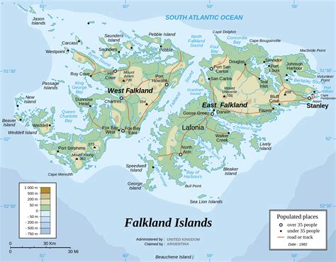 Falkland Islands physical map