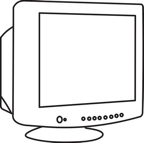 Technology Black and White Outline Clipart - old-style-computer-monitor ...