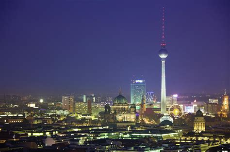 Berlin Skyline At Night, Dom And Tv Photograph by Zodebala - Fine Art ...