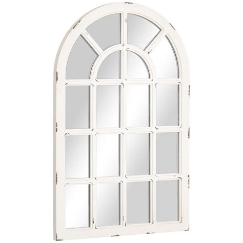 HOMCOM 43" x 27.5" Wall Mirror, Arch Window Mirror for Wall in Living ...