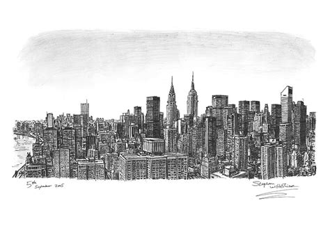 Manhattan Skyline - Original drawings, prints and limited editions by ...