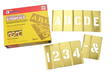 C.H. Hanson 10071 Brass Interlocking Stencil Letter & Number Set, 45 ...