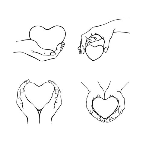 Hands holding heart. Hand drawn vector illustration. On white ...