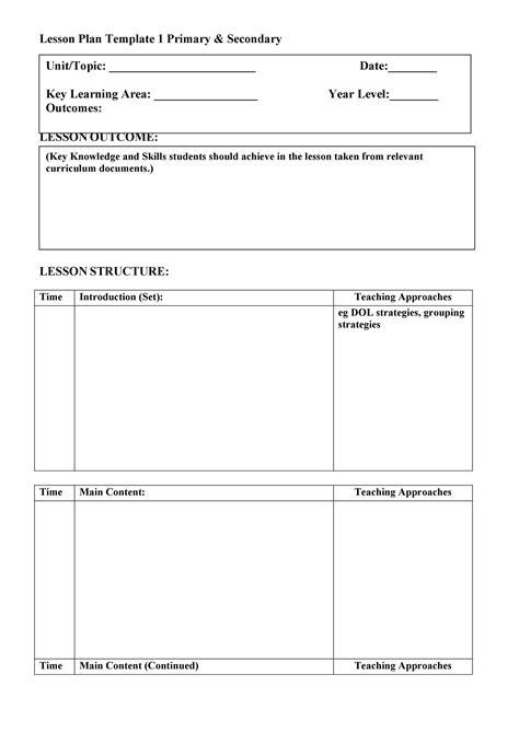 Weekly Lesson Plans Template