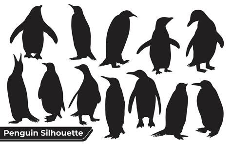 Collection of Penguin Silhouette in different poses 4813702 Vector Art ...