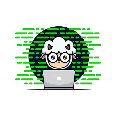 Premium Vector | Design of cute sheep hacker