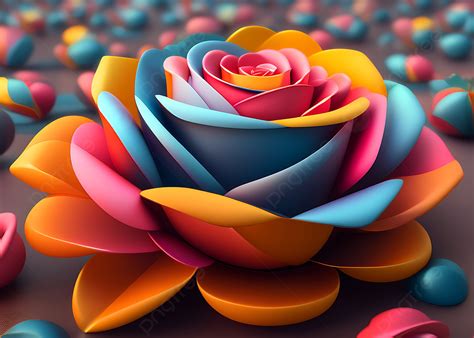 Rose 3d Flowers Rendering Generative Ai Art Background, 3d Flowers ...