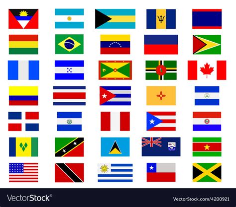 Flags americas Royalty Free Vector Image - VectorStock