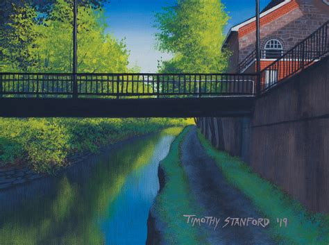 Mini Pedestrian Canal Bridge Painting, Delaware Canal, Bucks County ...