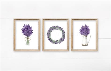 Lavender Wall Decor Set of 3 Lavender Wall Art Lavender - Etsy