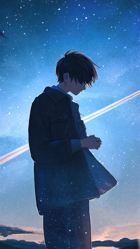 anime, boy, alone, night, stars, scenery, 4k, HD Wallpaper | Rare Gallery