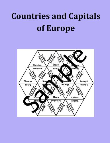 Countries and Capitals of Europe – puzzle | Teaching Resources