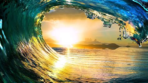 Free Ocean Waves Sunset Nature, computer desktop wallpapers, pictures ...