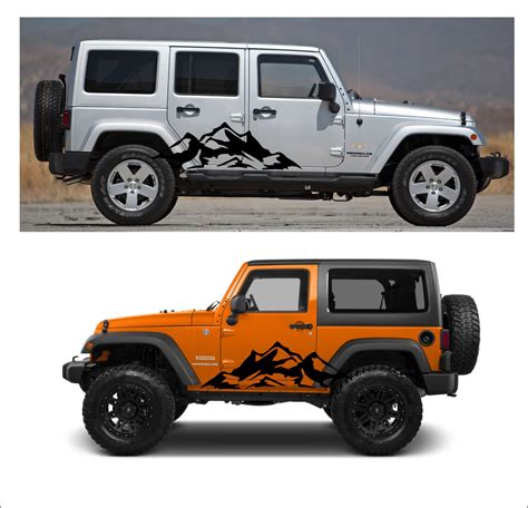 2pcs MOUNTAIN Fender Side Decal Sets Graphic JEEP WRANGLER RUBICON ...