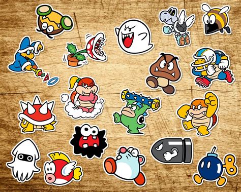 Set of 18 Super Mario Sticker Pack Enemies Enemy Vinyl Stickers - Etsy