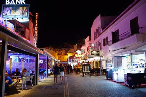 Bars in the Old Town at Night, Albufeira. Editorial Stock Image - Image ...