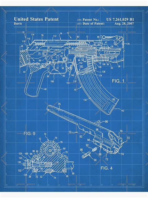 "Ak-47 Rifle Patent - Ak-47 Firing Mechanism Art - Blueprint" Poster by ...