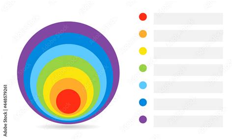 7 stacked concentric circles diagram template. Clipart image isolated ...