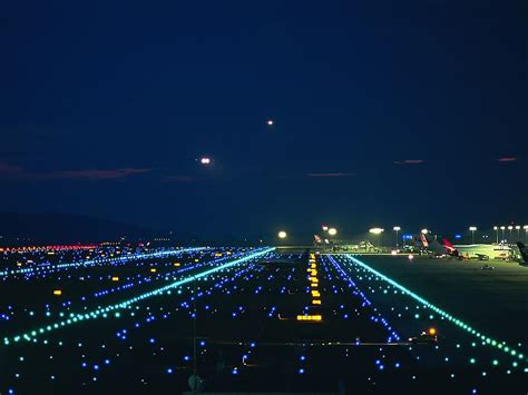 HD wallpaper: airport runway, lights, night, airplane, illuminated, sky ...