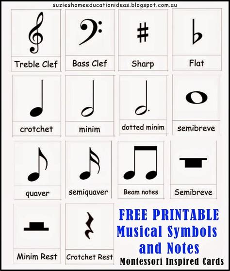 FREE PRINTABLE Musical Symbols and Notes cards Music Note Symbol, Music ...