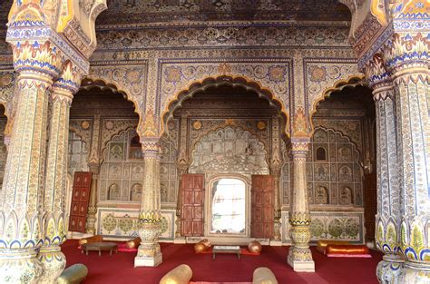 Karauli Palace Darbar hall painted with miniature paintings from 14th ...