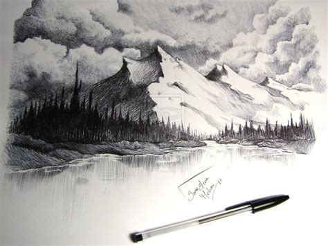 snow capped mountains drawing by SaraMeloni on deviantART | Landscape ...