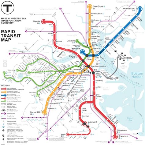 T Station Map Boston - London Top Attractions Map