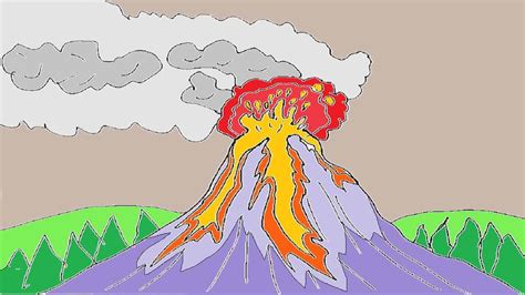 How to draw a volcano step by step | Easy drawings, Drawings, Drawing ...