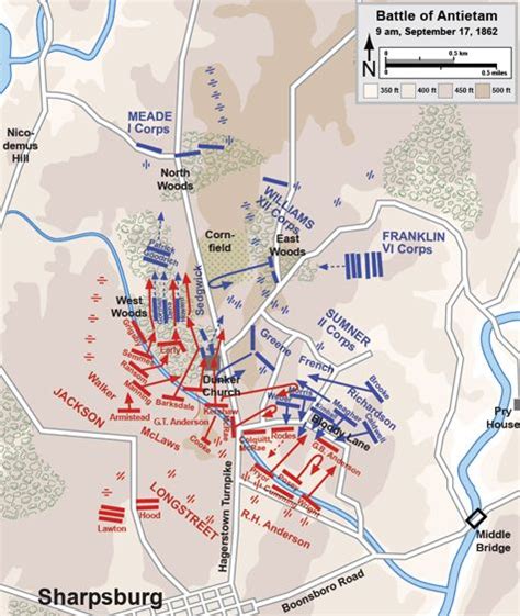 Map of the Battle of Antietam of the American Civil War, by Hal ...