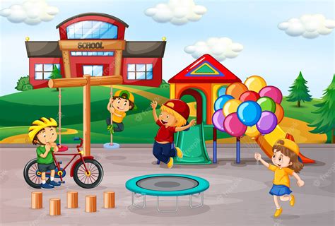 Children Playing On Playground Clipart Image