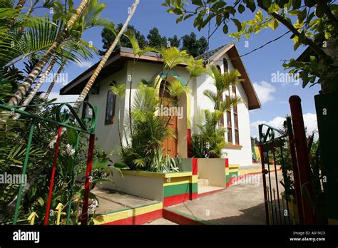 The gravesite and memorial of Bob Marley on the grounds of the ...