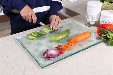 Multi-functional Tempered Glass Chef Cutting Chopping Board 11"x 15 ...