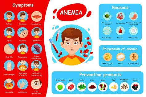 Anemia symptoms, deficiency of iron poster 25449135 Vector Art at Vecteezy