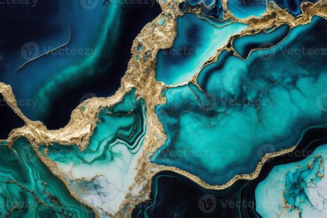 Turquoise marble texture background. Marble fluid art with golden veins ...