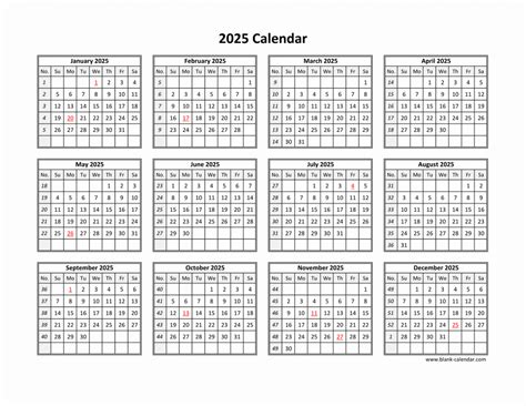 Free Download Printable Calendar 2025 in one page, clean design.