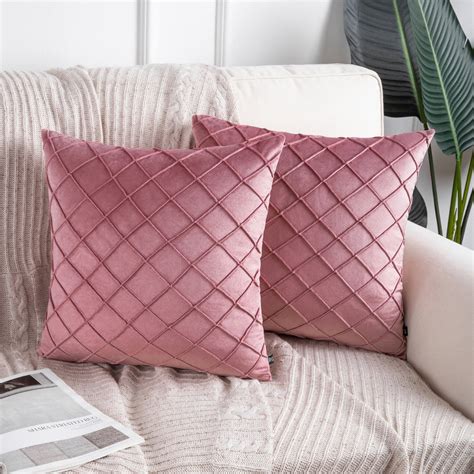 Phantoscope Soft Pleated Velvet Series Square Decorative Throw Pillow ...