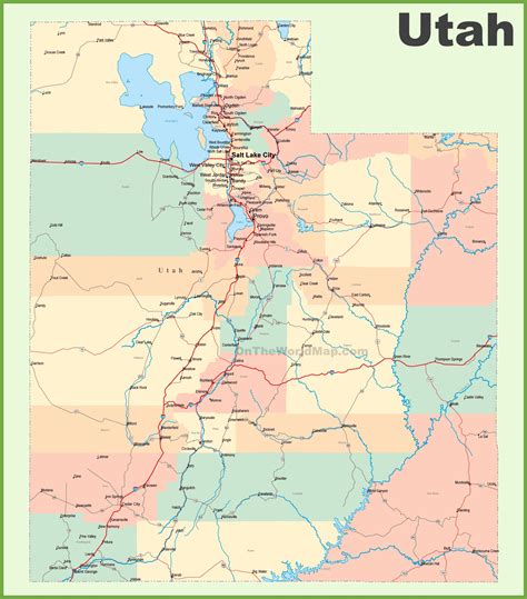 Road map of Utah with cities - Ontheworldmap.com