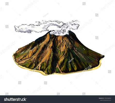 Volcano Splash Watercolor Colored Drawing Realistic Stock Vector ...