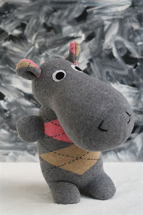 Handmade Large Hippo stuffed animal toys little girl gift sock doll s…