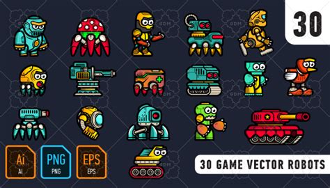 30 game vector robots | GameDev Market