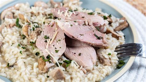 Smoked Duck and Mushroom Risotto with Parmesan Cheese