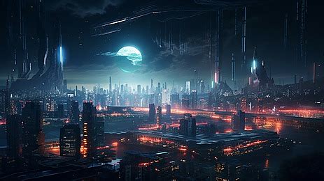 Futuristic Sci Fi Night City Background, Future, Sci Fi City, Night ...